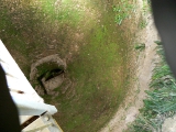 Looking down one of the six brick-lined kilns